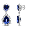 Load image into Gallery viewer, 18K White Gold Blue Sapphire and Diamond 2.00 Cttw Diamond Halo Drop and Dangle Earring (G-H Color, SI1-SI2 Clarity)
