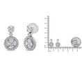 Load image into Gallery viewer, 18K White Gold 2.0 Cttw Round Shape Diamond Composite Halo Dangle Stud Earring (F-G Color, VS1-VS2 Clarity)
