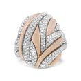 Load image into Gallery viewer, 18K Rose and White Gold 1 7/8 Cttw Diamond and Gold Textured Dome Cocktail Ring (F-G Color, VS1-VS2 Clarity)