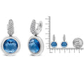 Load image into Gallery viewer, 18K White Gold Bezel Set 11mm Blue Topaz and 1/2 Cttw Invisible Set Diamond Bale Dangle Earrings (F-G Color, VS1-VS2 Clarity)