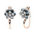 Load image into Gallery viewer, 18K Rose and White Gold 1/3 Cttw Round Diamonds and Round London Blue Topaz Gemstone Cluster Floral Drop Hoop Earrings (G-H Color, SI1-SI2 Clarity)