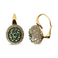 Load image into Gallery viewer, 18K Yellow Gold 3 1/2 Cttw Diamond and Round Green Tsavorite Gemstone Round Domed Drop Hoop Earrings (Brown Color, SI1-SI2 Clarity)