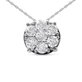 Load image into Gallery viewer, 14K White Gold 2 1/3 Cttw Diamond 7 Stone Floral Cluster 18" Pendant Necklace (H-I Color, I1-I2 Clarity)