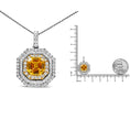 Load image into Gallery viewer, 18K White and Yellow Gold 2 1/4 Cttw Lab Grown Yellow Asscher Cut Diamond Art Deco Style Halo 18" Pendant Necklace (Yellow/G-H Color, VS1-VS2 Clarity)