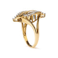 Load image into Gallery viewer, 10K Yellow Gold 1/2 Cttw Round and Baguette Cut Diamond Cocktail Ring (H-I Color, I1-I2 Clarity)