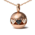 Load image into Gallery viewer, 18K Rose Gold 3/8 Cttw Black and White Diamond Ball with Filigree Heart and Cluster Design 18" Pendant Necklace (Black and G-H Color, SI1-SI2 Clarity)