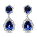 Load image into Gallery viewer, 18K White Gold Blue Sapphire and Diamond 2.00 Cttw Diamond Halo Drop and Dangle Earring (G-H Color, SI1-SI2 Clarity)