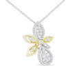 Load image into Gallery viewer, 14K White and Yellow Gold 5/8 Cttw Round Diamond Marquise Floral Style 18" Pendant Necklace (H-I Color, I1-I2 Clarity)