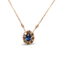 Load image into Gallery viewer, 18K Rose Gold 5/8 Cttw White and Brown Diamond Accent and 7 x 4mm Oval Blue Sapphire Gemstone Statement Halo Cluster Pendant Necklace (Brown and G-H Color, SI1-SI2 Clarity) - Adjustable up to 16" - 18"