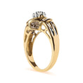 Load image into Gallery viewer, 10K Yellow Gold 1/2 Cttw Round and Baguette Diamond Flower Swirl Cocktail Ring (I-J Color, SI2-I1 Clarity)