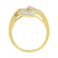 Load image into Gallery viewer, 18K Yellow and White Gold Plated .925 Sterling Silver 3/8 Cttw Baguette and Round Diamond Bypass Triple Leaf Ring (I-J Color, I1-I2 Clarity)