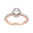 Load image into Gallery viewer, 18K Rose Gold 1/2 Cttw Composite Marquise Composite Diamond Oval Shaped Halo Engagement Ring (F-G Color, VS1-VS2 Clarity)