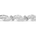 Load image into Gallery viewer, 14K White Gold 4.0 Cttw Invisble Set Princess-Cut Diamond Wave Style Link Bracelet (H-I Color, SI2-I1 Clarity) - 7"