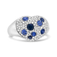 Load image into Gallery viewer, 18K White Gold Blue Sapphire and 5/8 Cttw Diamond Cluster Heart Shaped Ring (F-G Color, VS1-VS2 Clarity)