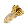 Load image into Gallery viewer, 18K Yellow Gold 15x15mm Cushion Cut Lemon Quartz and 1/4 Cttw Diamond Accented Cocktail Ring (F-G Color, VS1-VS2 Clarity)