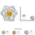 Load image into Gallery viewer, 18K White and Yellow Gold 1.75 Cttw Yellow Asscher Lab Grown Center Diamond Floral Cluster Ring (Yellow/G-H Color, VS1-VS2 Clarity)