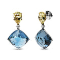 Load image into Gallery viewer, 18K White and Yellow Gold 1/5 Cttw Diamond with Pear Cut Lemon Quartz, and Cushion Cut London Blue Topaz Gemstone Dangle Earring (G-H Color, SI1-SI2 Clarity)