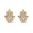 Load image into Gallery viewer, 10K Yellow Gold Diamond Accented Hamsa Stud Earrings (H-I Color, I1-I2 Clarity)