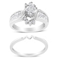 Load image into Gallery viewer, 14K White Gold 1 1/2 Cttw Composite Diamond Marquise Shape Solitaire Diamond Engagement Ring Set for Women (H-I Color, SI1-SI2 Clarity)