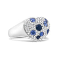 Load image into Gallery viewer, 18K White Gold Blue Sapphire and 5/8 Cttw Diamond Cluster Heart Shaped Ring (F-G Color, VS1-VS2 Clarity)