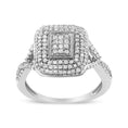 Load image into Gallery viewer, .925 Sterling Silver 1/2 Cttw Round-Cut Diamond Cluster Cushion Ring (I-J , I1-I2)