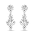 Load image into Gallery viewer, 18K White Gold 9 1/2 Cttw Diamond Cluster Drop Dangle Clip-On Earrings (F-G Color, VS1-VS2 Clarity)