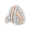 Load image into Gallery viewer, 18K Rose and White Gold 1 7/8 Cttw Diamond and Gold Textured Dome Cocktail Ring (F-G Color, VS1-VS2 Clarity)