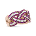 Load image into Gallery viewer, 18K Rose Gold Red Ruby and 7/8 Cttw Diamond Woven Braided Band Ring (F-G Color, VS1-VS2 Clarity)