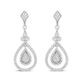 Load image into Gallery viewer, 18K White Gold 1 1/4 Cttw Round Diamond Openwork Teardrop-Shaped Dangle Earrings (F-G Color, VS1-VS2 Clarity)