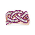Load image into Gallery viewer, 18K Rose Gold Red Ruby and 7/8 Cttw Diamond Woven Braided Band Ring (F-G Color, VS1-VS2 Clarity)