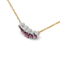 Load image into Gallery viewer, 18K Rose Gold 3/4 Cttw Pave Diamonds and Graduated Red Ruby Gemstone Curved Bar Choker Necklace (G-H Color, SI1-SI2 Clarity) - Adjustable up to 14" - 16.5"
