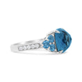 Load image into Gallery viewer, 18K White Gold 10mm Cushion Shaped Blue Topaz and 1/6 Cttw Diamond 3 Stone Style Ring (F-G Color, VS1-VS2 Clarity)