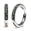 Load image into Gallery viewer, 18K White Gold 1.00 Cttw Brown and White Diamond and 1.3mm Round Green Tsavorite Gemstone Inside Outside Hoop Earrings (Brown and G-H Color, SI1-SI2 Clarity)
