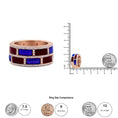 Load image into Gallery viewer, 18K Rose Gold Alternating Red and Blue Enamel and 1/2 Cttw Diamond Studded Band Ring (F-G Color, VS1-VS2 Clarity)