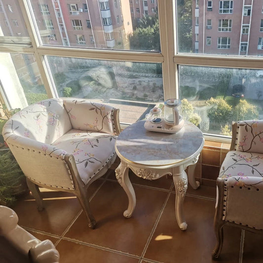 European-style Solid Wood Fabric Dining Chair With Backrest Sofa Chair Coffee Shop