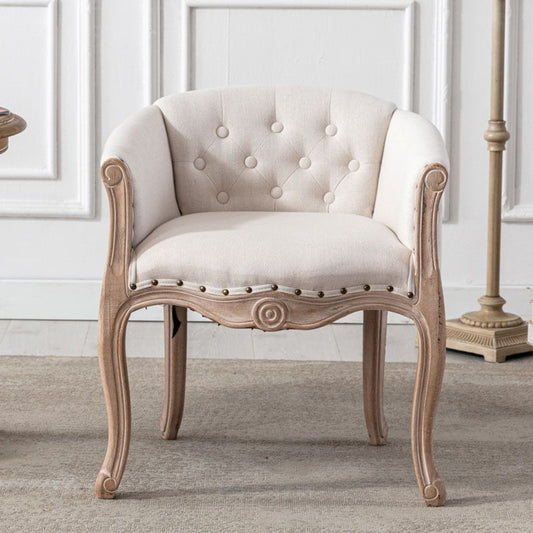 European-style Solid Wood Fabric Dining Chair With Backrest Sofa Chair Coffee Shop