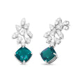 Load image into Gallery viewer, 18K White Gold 1 1/10 Cttw Diamond and 7.9 x 7.7mm Green Emerald Drop Earrings (G-H Color, SI1-SI2 Clarity)
