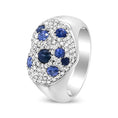 Load image into Gallery viewer, 18K White Gold Blue Sapphire and 5/8 Cttw Diamond Cluster Heart Shaped Ring (F-G Color, VS1-VS2 Clarity)