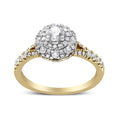 Load image into Gallery viewer, 14K Yellow and White Gold 1.00 Cttw Split Shank Halo Floral Diamond Engagement Ring ( I-J Color, I1-I2 Clarity)
