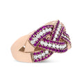 Load image into Gallery viewer, 18K Rose Gold Red Ruby and 7/8 Cttw Diamond Woven Braided Band Ring (F-G Color, VS1-VS2 Clarity)