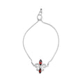 Load image into Gallery viewer, .925 Sterling Silver Marquise Garnet and Diamond Accent Lariat 4”-10” Fleur De Lis Adjustable Bolo Bracelet (H-I Color, SI1-SI2 Clarity)