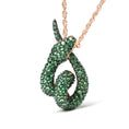 Load image into Gallery viewer, 18K Rose Gold Round Green Tsavorite Gemstone Cluster Spiral Snake Design 18" Pendant Necklace (AAA+ Quality)