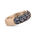 Load image into Gallery viewer, 18K Rose Gold Multi Row Blue Sapphire Domed Top Band Ring