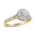 Load image into Gallery viewer, 14K Yellow and White Gold 1.00 Cttw Split Shank Halo Floral Diamond Engagement Ring ( I-J Color, I1-I2 Clarity)