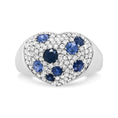 Load image into Gallery viewer, 18K White Gold Blue Sapphire and 5/8 Cttw Diamond Cluster Heart Shaped Ring (F-G Color, VS1-VS2 Clarity)