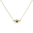 Load image into Gallery viewer, 10K Yellow Gold Blue Sapphire and Diamond Accented Evil Eye 18" Inch Pendant Necklace (H-I Color, I1-I2 Clarity)