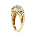 Load image into Gallery viewer, 10K Yellow Gold 1/2 Cttw Round And Baguette-cut Diamond Cluster Head and Channel Set Shank Ring (H-I Color, I1-I2 Clarity)