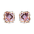 Load image into Gallery viewer, 18K Rose Gold 3/8 Cttw Diamond and 11x11mm Clover-Cut Purple Amethyst Gemstone Clover Halo Stud Earrings (G-H Color, SI1-SI2 Clarity)