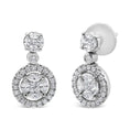 Load image into Gallery viewer, 18K White Gold 2.0 Cttw Round Shape Diamond Composite Halo Dangle Stud Earring (F-G Color, VS1-VS2 Clarity)