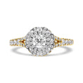 Load image into Gallery viewer, 14K Yellow and White Gold 1.00 Cttw Split Shank Halo Floral Diamond Engagement Ring ( I-J Color, I1-I2 Clarity)